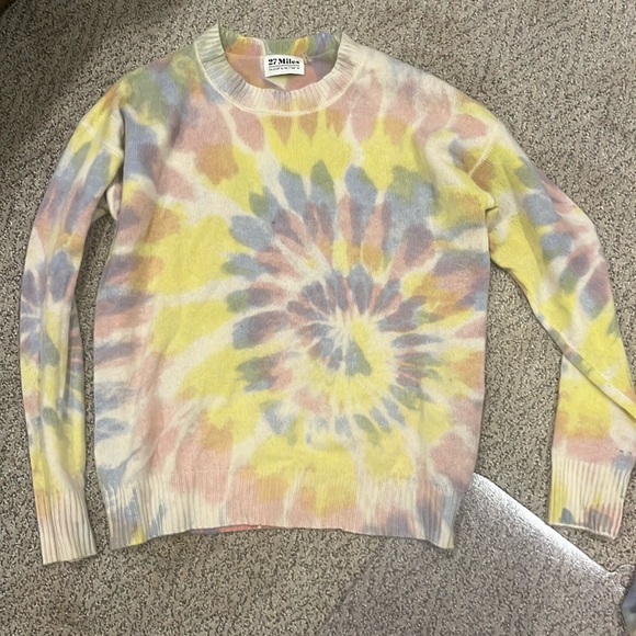 27 miles tye dye cashmere sweater-medium - Picture 1 of 3